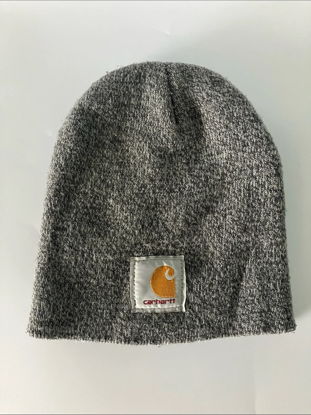 Carhartt Kids Gray Heather Beanie with Gold Logo Patch Cozy Winter Wear